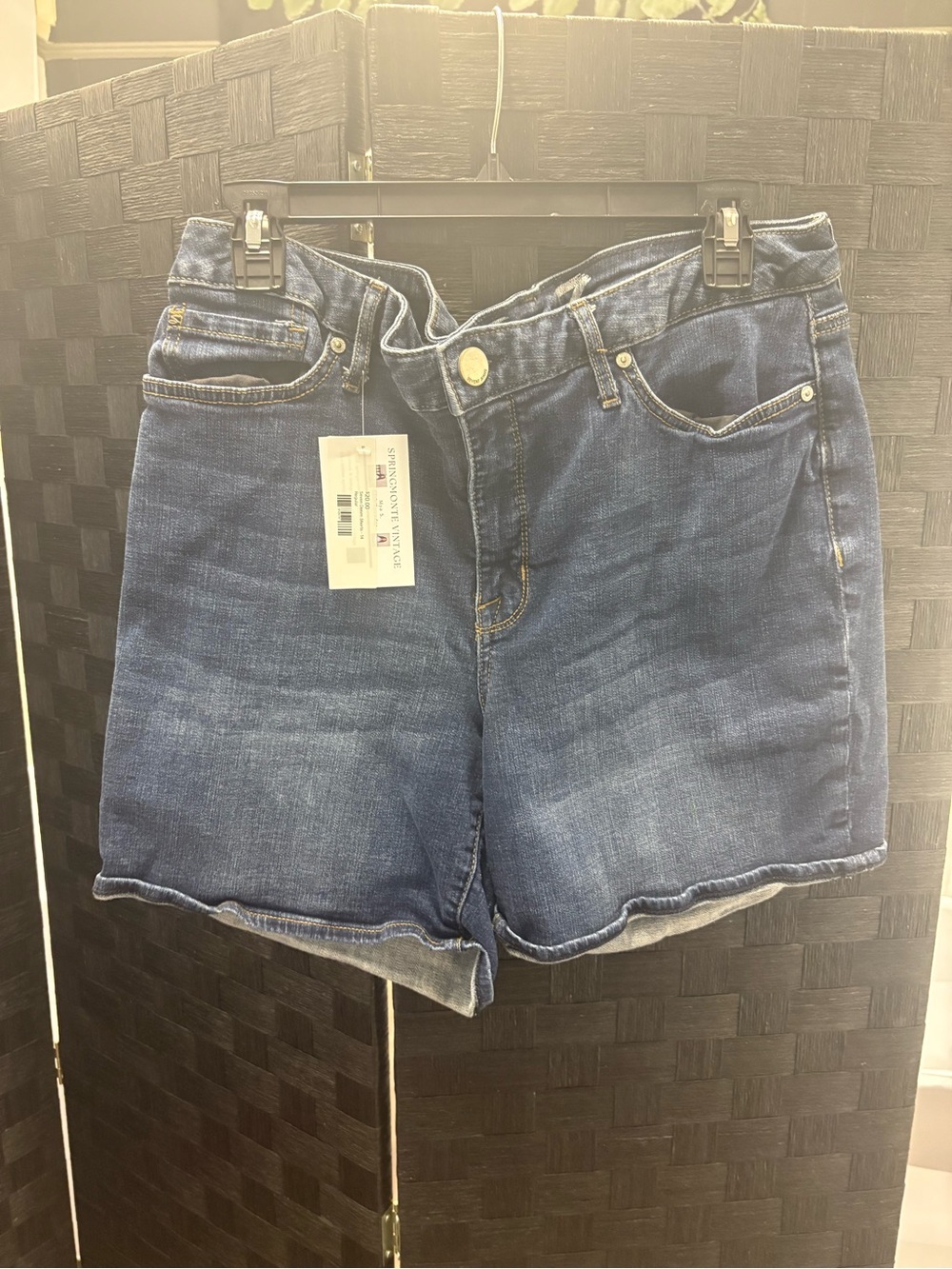 Seven7 Medium Blue High-Rise Cuffed Denim Shorts - Picture 2 of 4